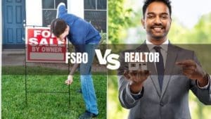 A comparison image showing home for sale by owner vs using a realtor.